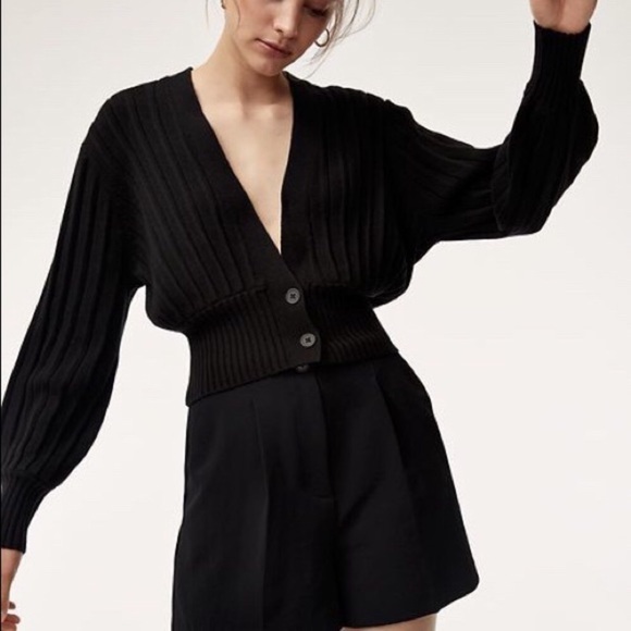 Aritzia Sweaters - Aritzia Wilfred Thais Plunge Front Black Cardigan